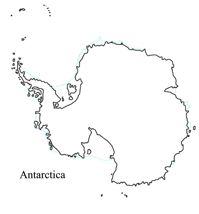 Outline Map of Antarctica with Countries