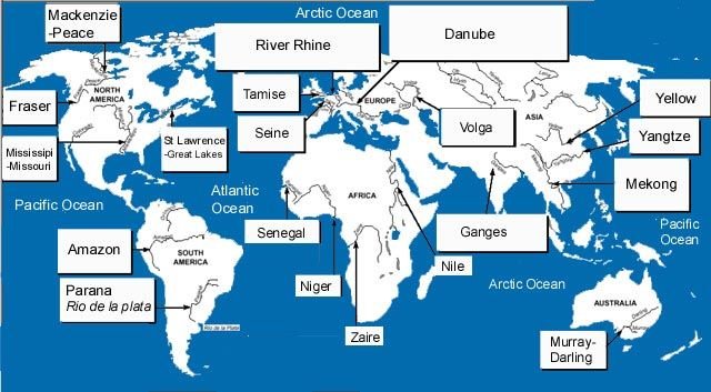 World Map Rivers Labeled