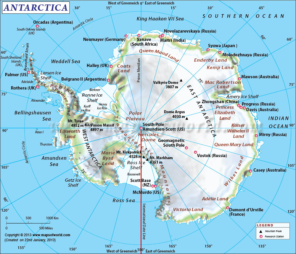 physical map of antarctica