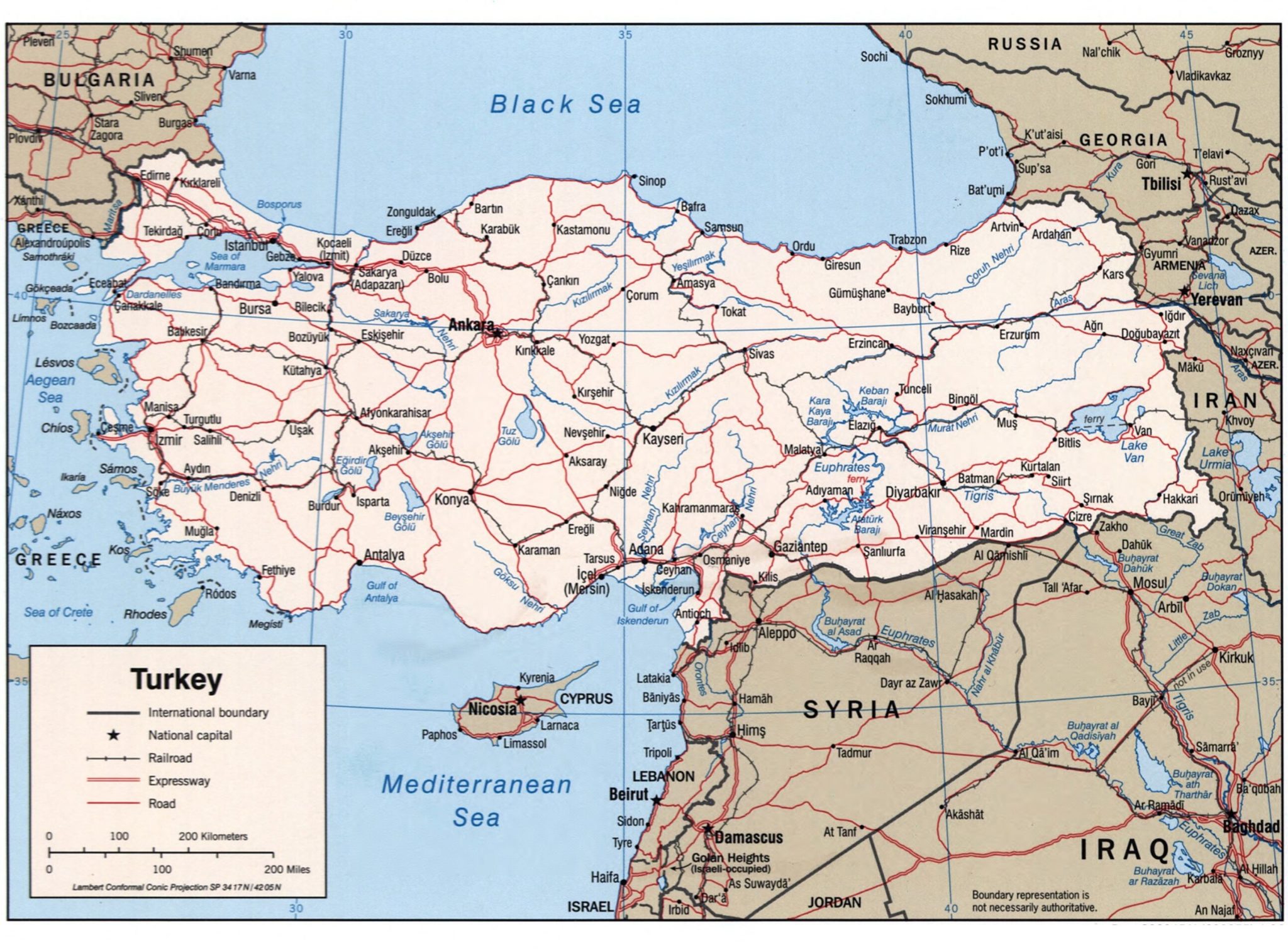 9 Free Printable Labeled Map of Turkey with Cities and Blank Maps ...