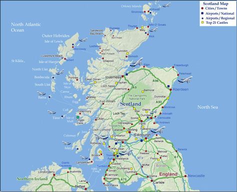Printable Map of Scotland & Cities