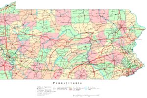 Road map of Pennsylvania with Cities