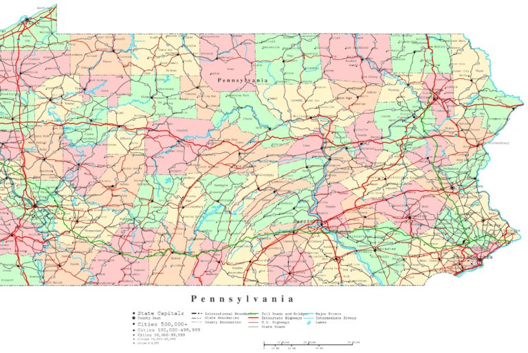 8 Free Printable Map Of Pennsylvania Cities PA With Road Map World   Road Map 2 768x514 