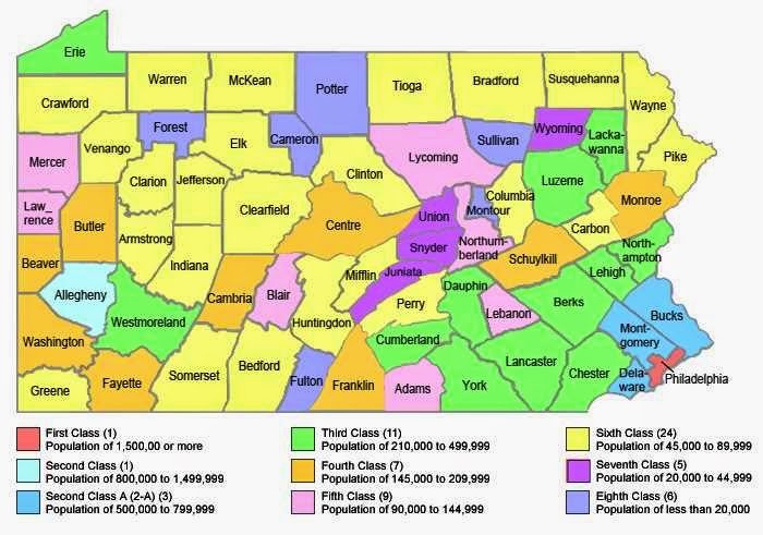 Printable Map of Pennsylvania