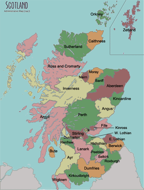 Map of Scotland with States