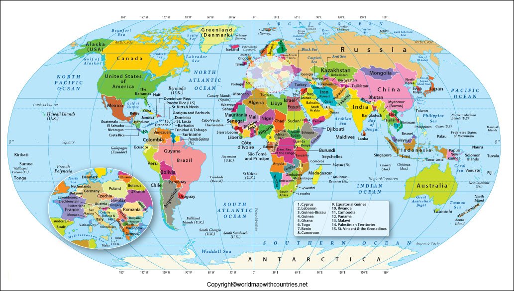 World Map Continents And Countries  