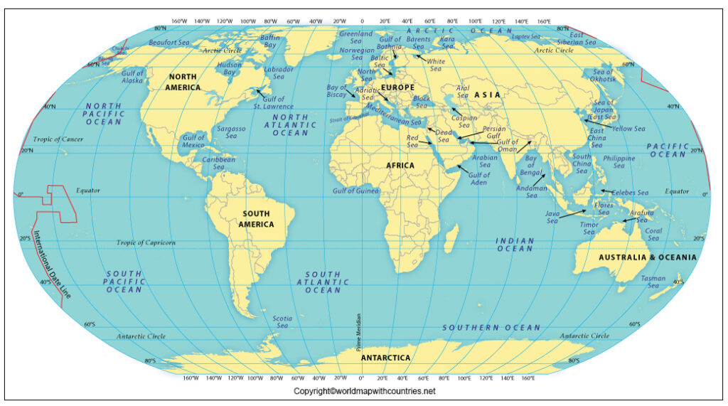 Blank Continents And Oceans Map