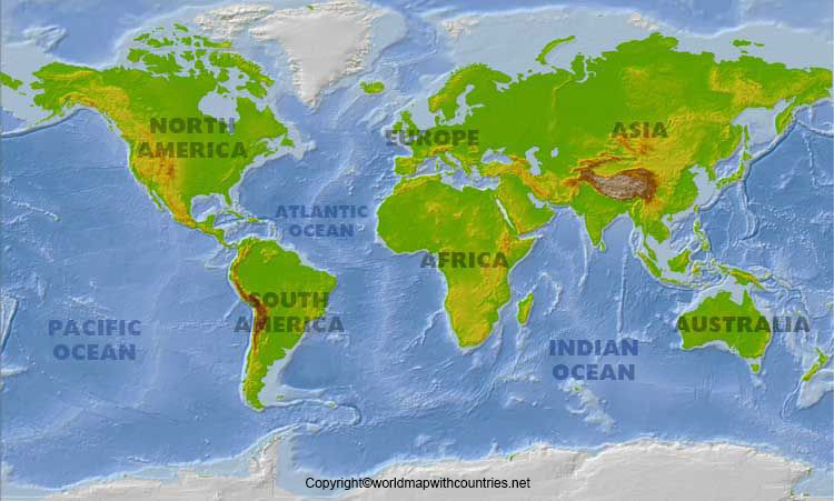 World Map with Atlantic Ocean