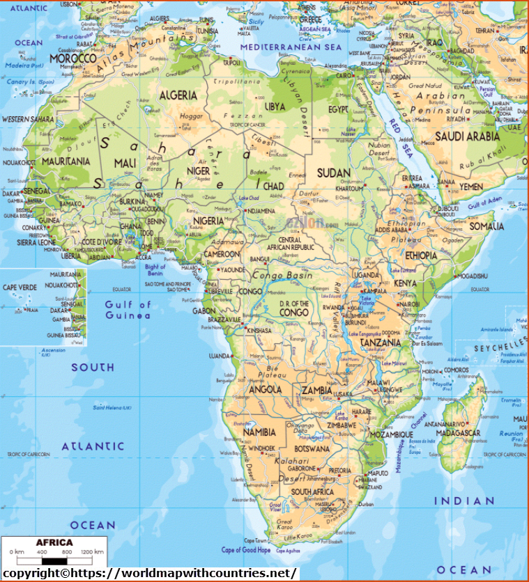 5 Free Africa Map Labeled with Countries in PDF World Map With