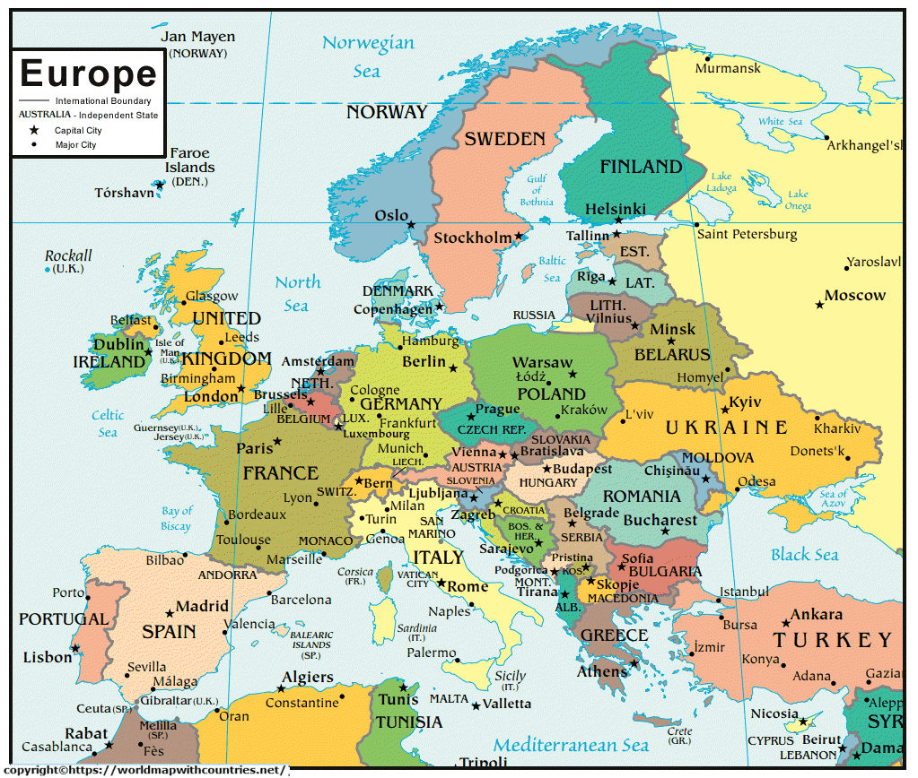 Europe Map 2024 Labeled - Mora Tabbie