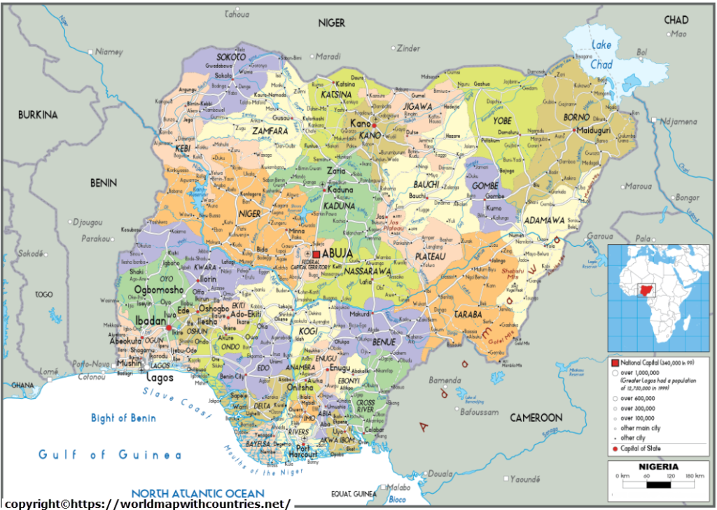 Free Printable Labeled And Blank Map Of Nigeria In Pdf