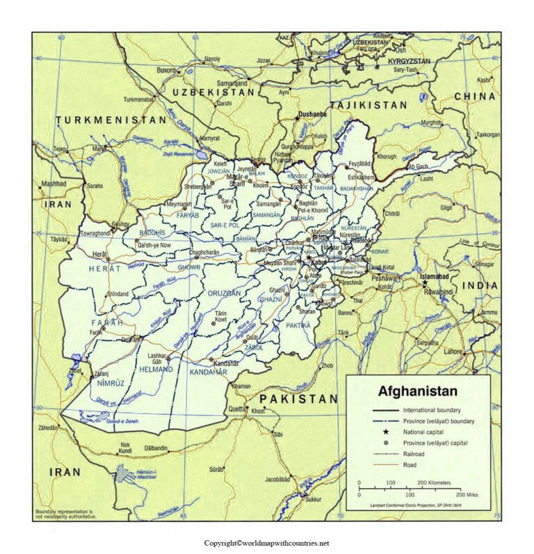 Free Printable Labeled and Blank Map of Afghanistan in PDF