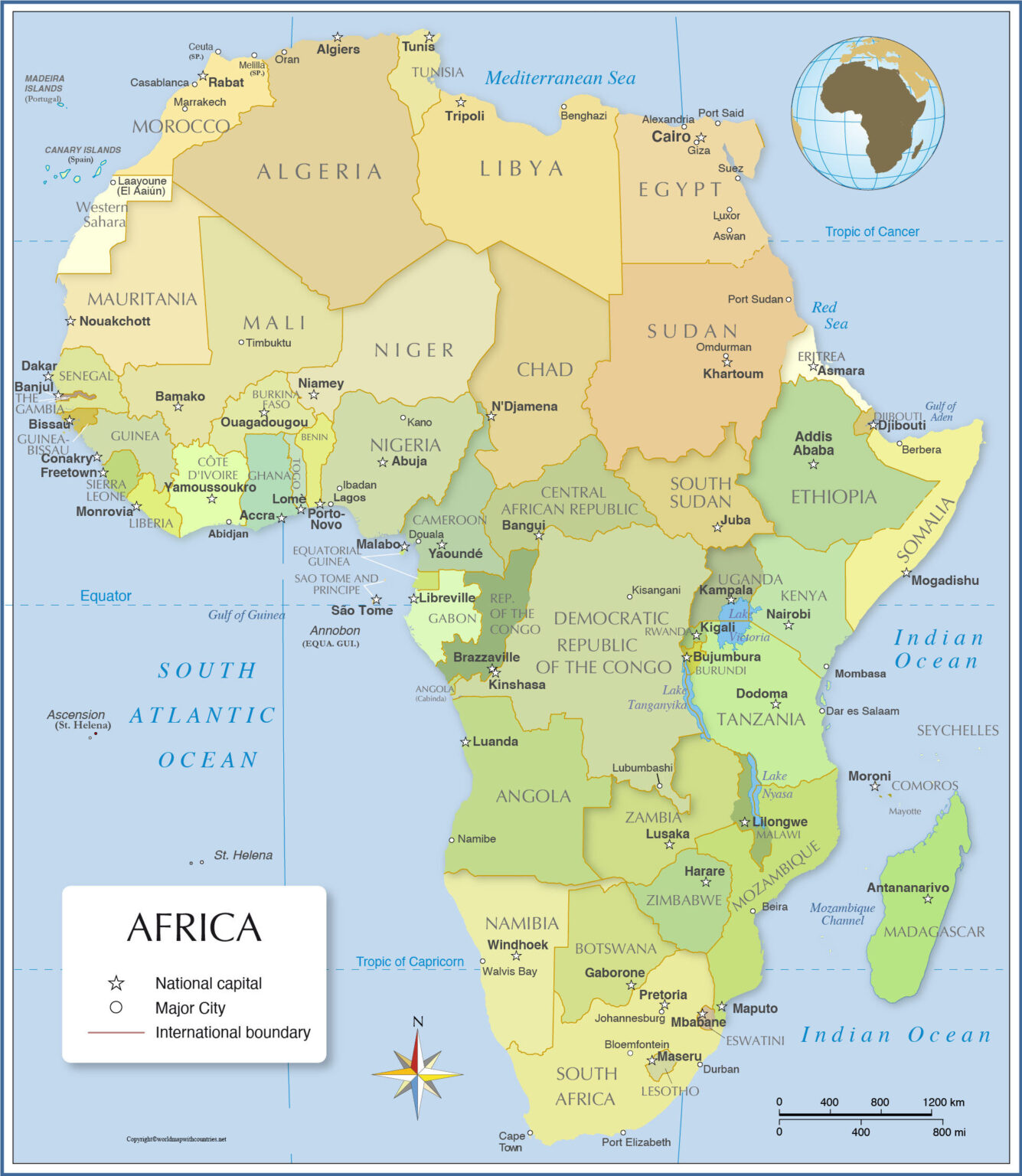 4 Free Political Map of Africa with Country Names in PDF