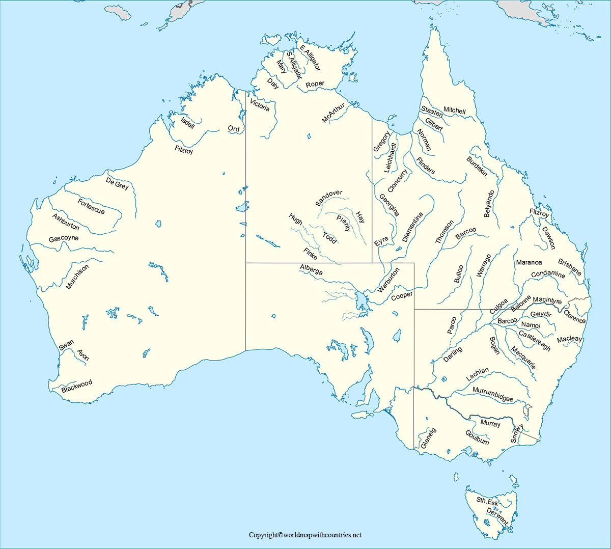 4 free labeled australian rivers map in pdf