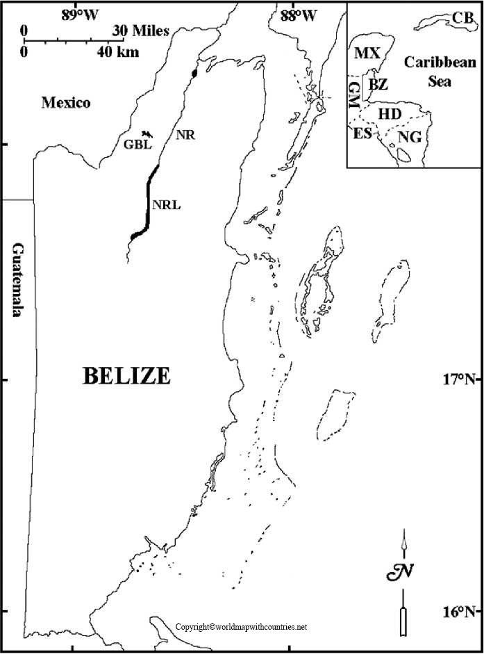 Printable Belize Map