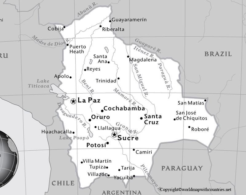 Free Printable Labeled And Blank Map Of Bolivia In PDF