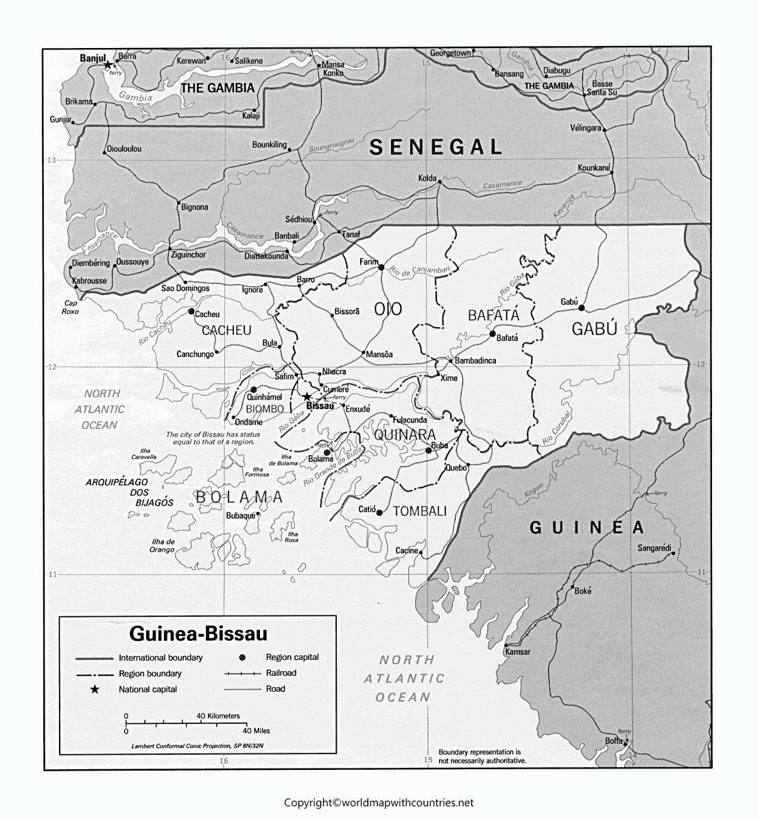 Free Printable Labeled And Blank Map Of Guinea Bissau In PDF World 