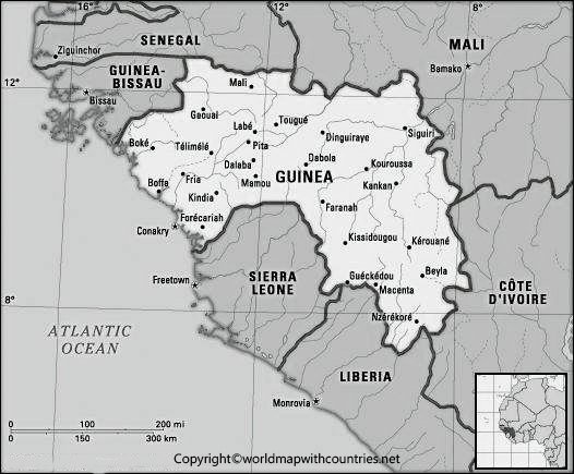Free Printable Labeled And Blank Map Of Guinea In PDF