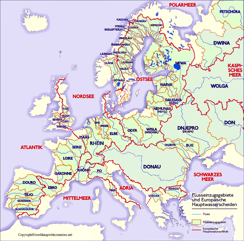 4 Free Labeled Map Of Europe Rivers In PDF