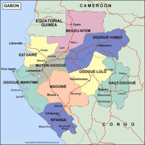 Gabon Map with States | World Map With Countries