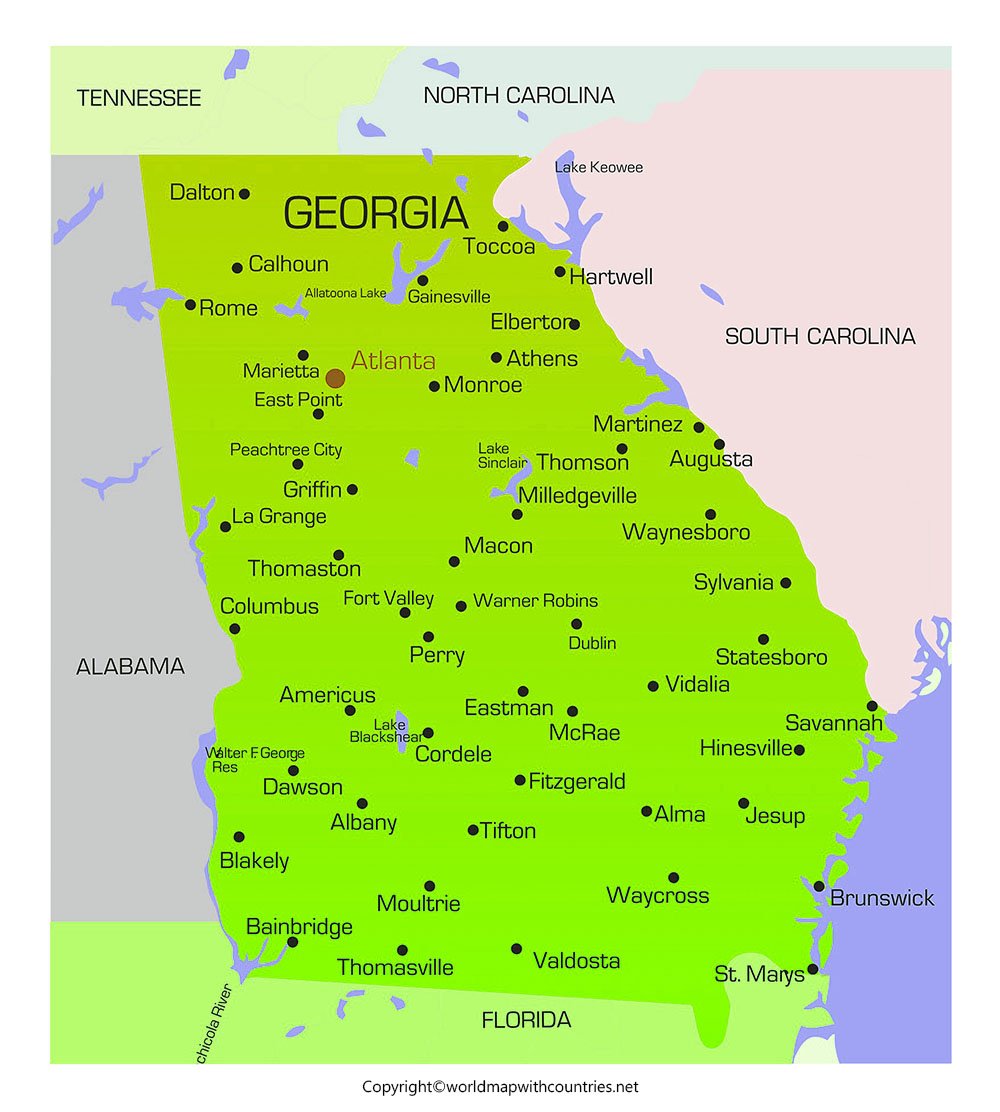 Printable Map Of Georgia