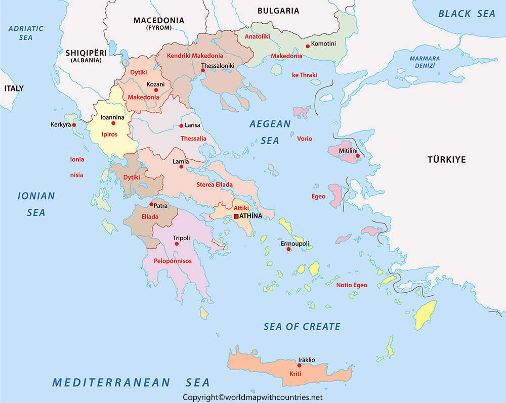 Greece Map with States