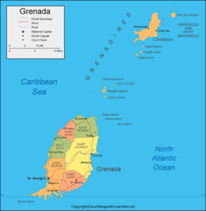 Grenada Map with States | World Map With Countries