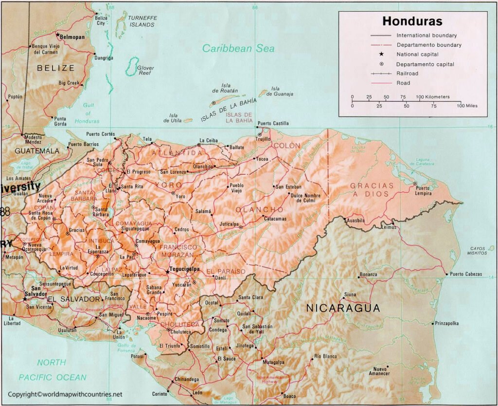 Honduras Map with States