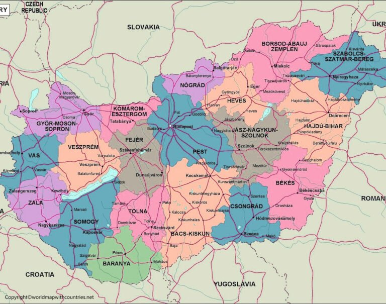 Free Printable Labeled and Blank Map of Hungary in PDF