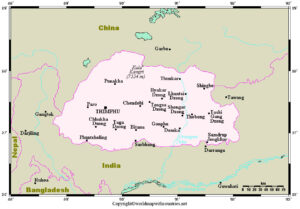 Labeled Map of Bhutan