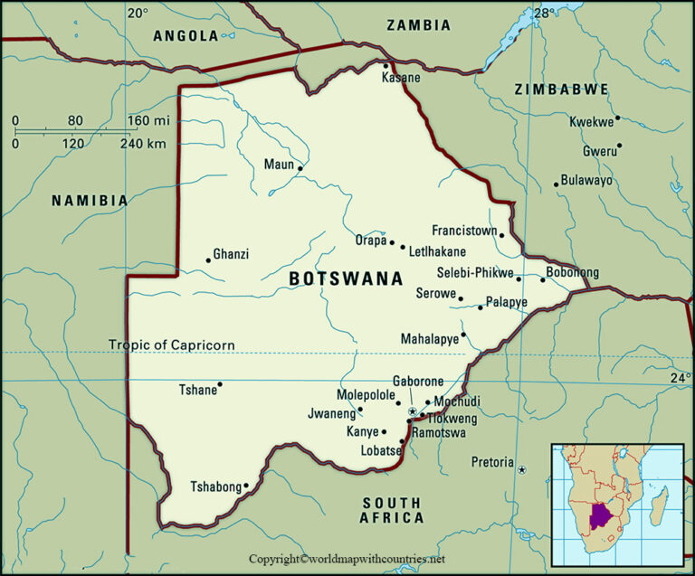 Labeled Map Of Botswana 768x637 