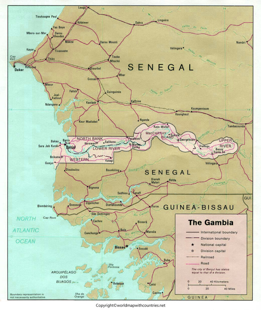 Labeled Map of Gambia