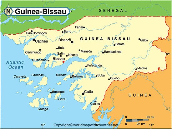 Free Printable Labeled And Blank Map Of Guinea Bissau In PDF World 