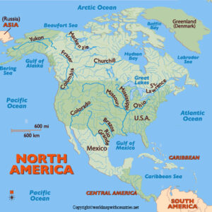 North America Map rivers | World Map With Countries