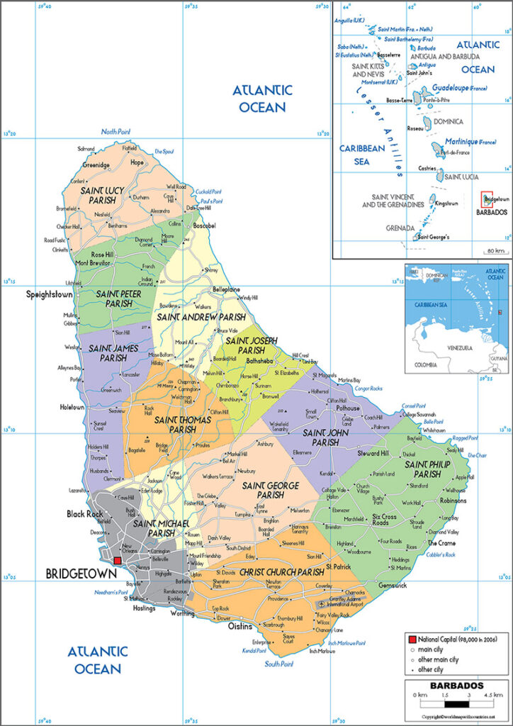 Printable Map of Barbados