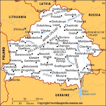 Printable Map of Belarus