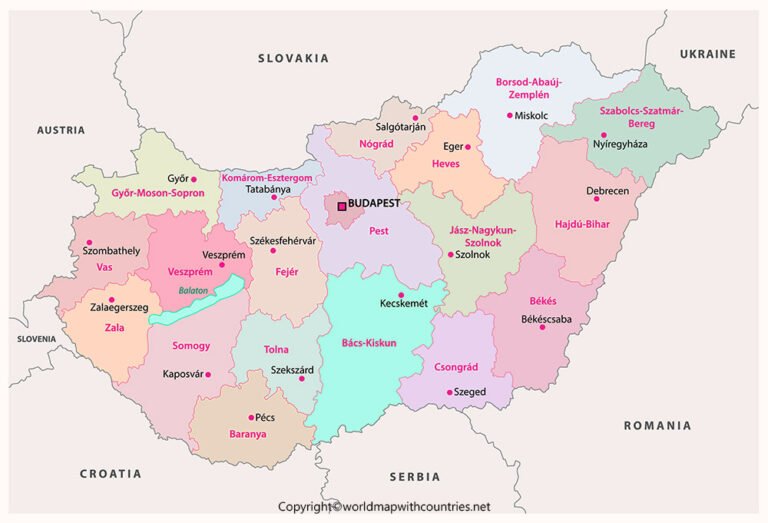 Free Printable Labeled And Blank Map Of Hungary In PDF