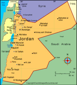 Printable Map of Jordan | World Map With Countries