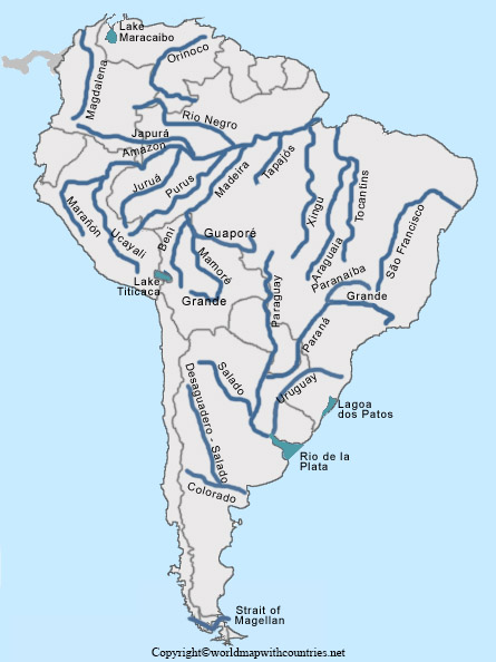 South America Map Rivers