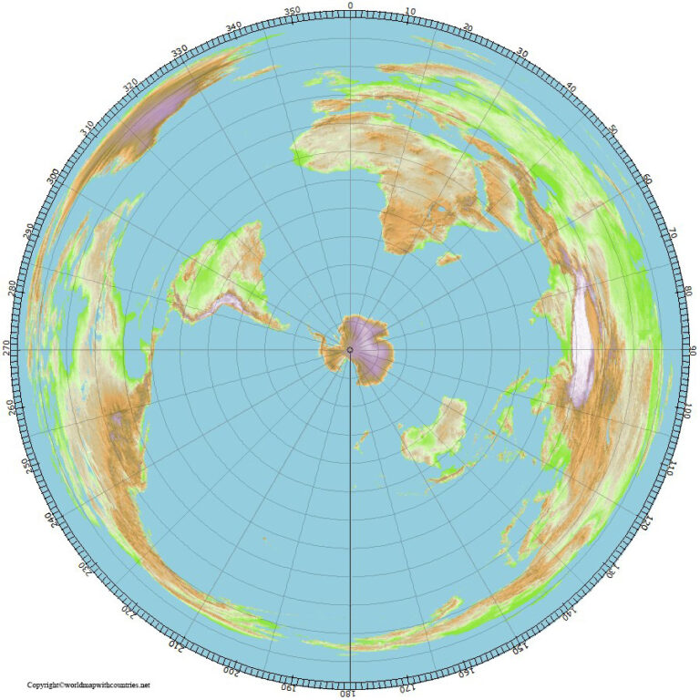Free Printable World Map With South Pole In PDF