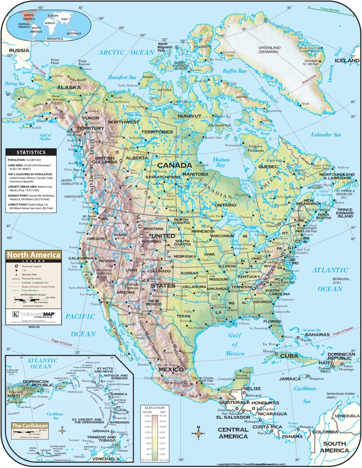 4 Printable Political Maps Of North America For Free In PDF