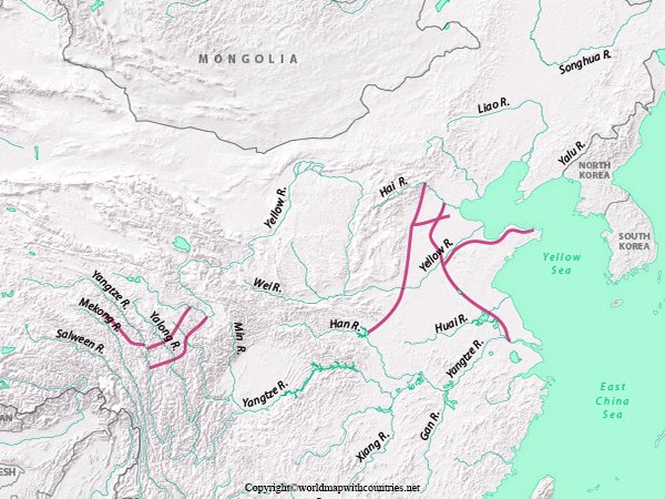 Asia Map With Rivers