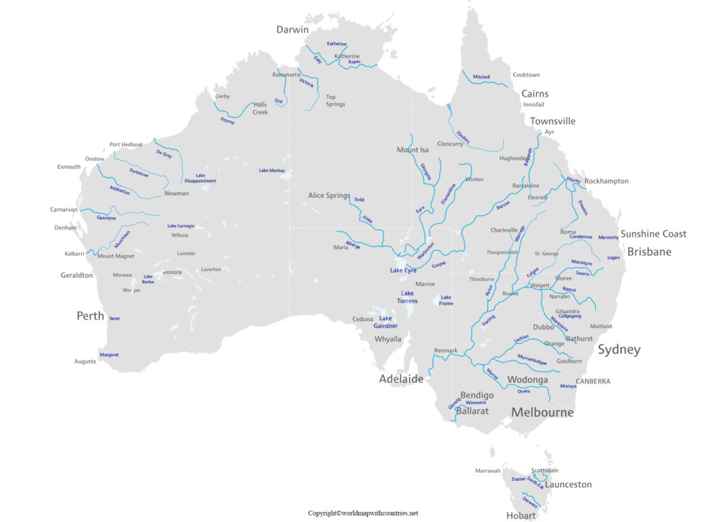 Map of Australia Rivers