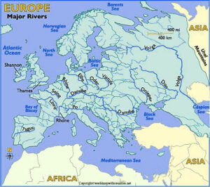 Map Of Europe Rivers Labeled 300x266 