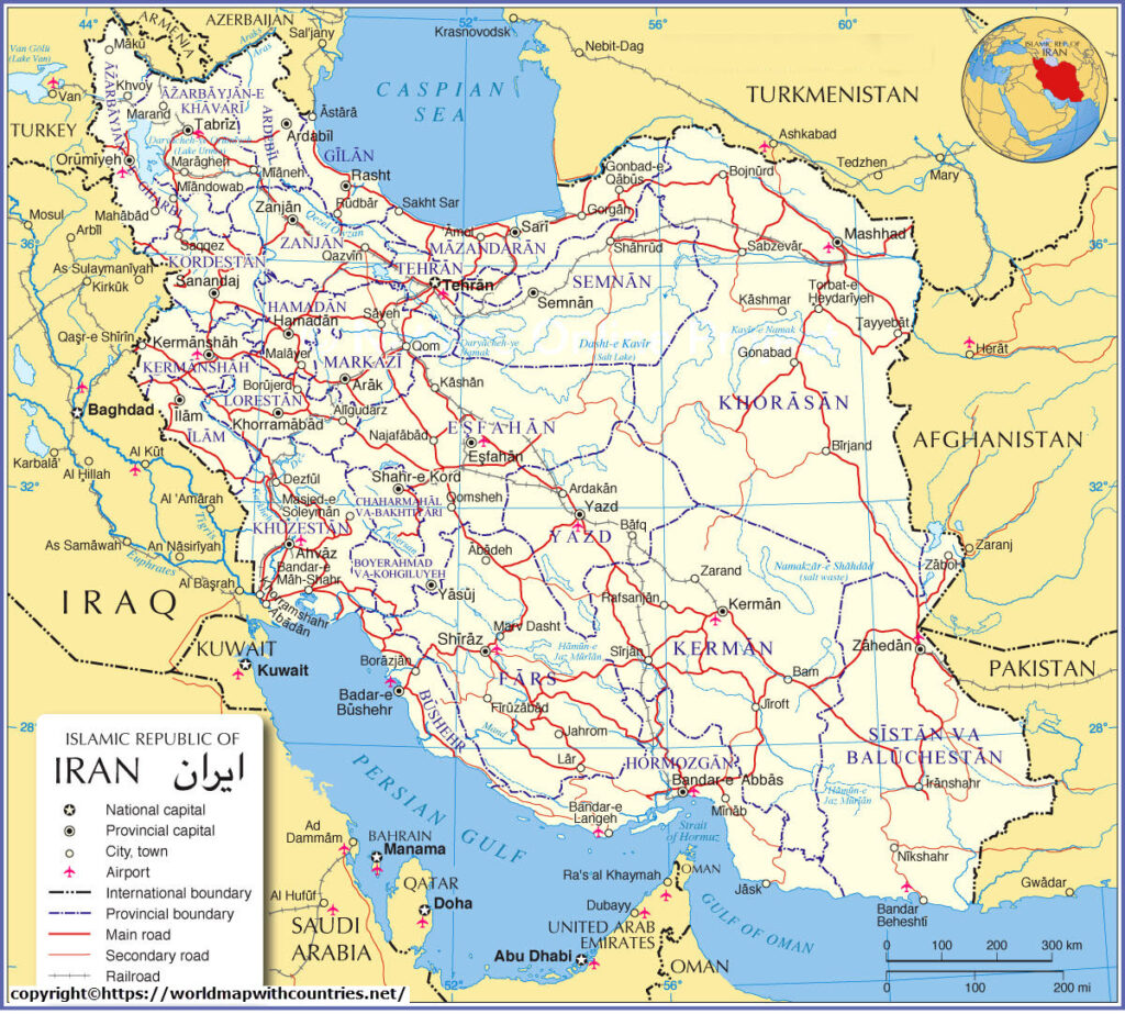 Printable Map Of Iran