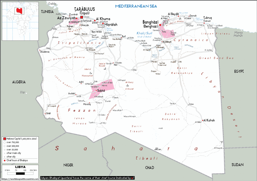 Labeled Map Of Libya