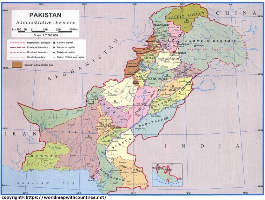 Labeled Map Of Pakistan