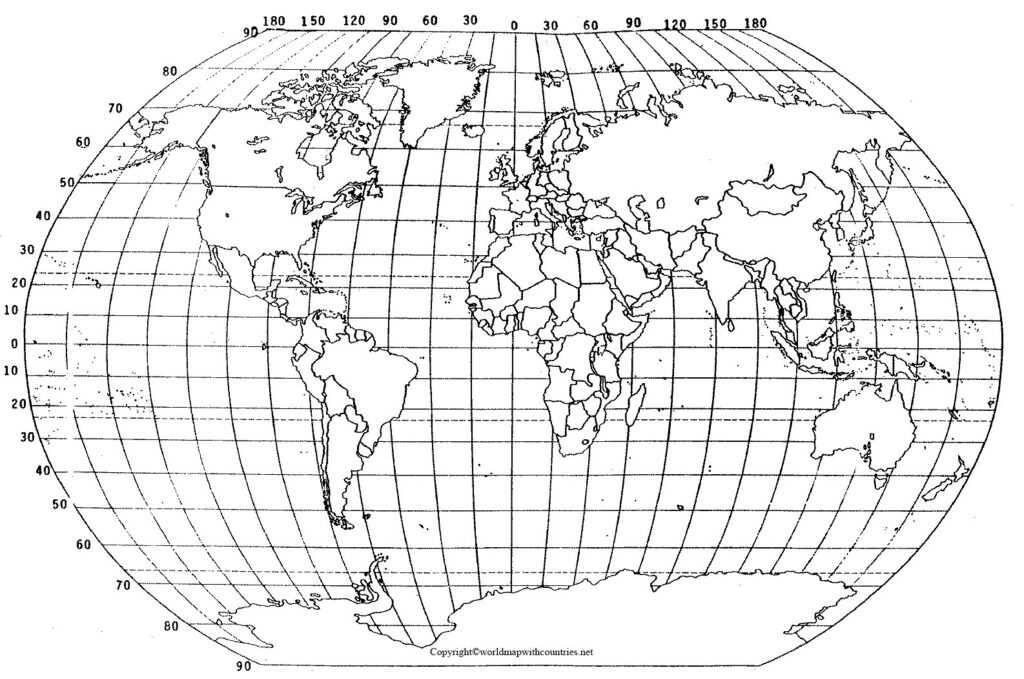 map of world with latitude and longitude