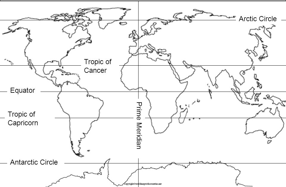 Map of World With Prime Meridian
