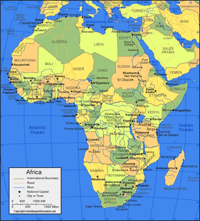 Free Political Map Of Africa With Countries In Pdf